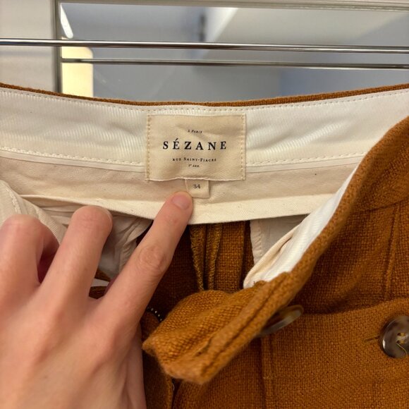 Sezane Emilio Trousers in Ochre (cotton & linen blend) - Picture 6 of 8